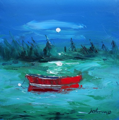 The red boat on Loch Sween Knapdale 12x12